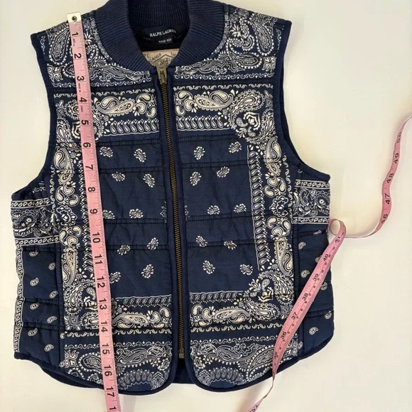 Ralph LaurenBandana Print Quilted Vest‎ Western Navy Blue Medium 8-10